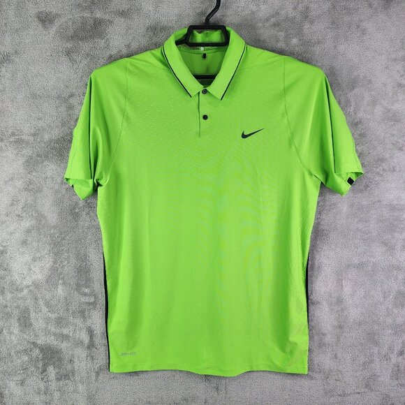 Men's Green Nike Tiger Woods Collection Polo Shirt Dri Fit Short Sleeve Size L - Picture 2 of 12